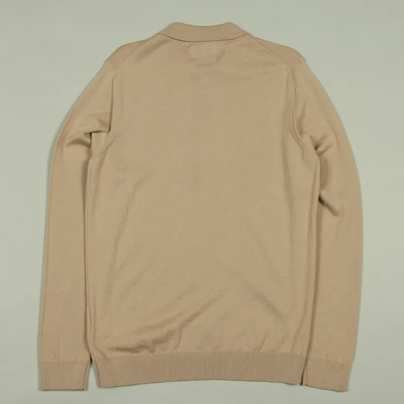 Farah Glenarm Merino LS Polo Shirt - Light Beige-2